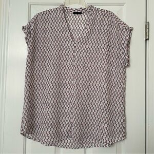 Pleione slip over red & white blouse XL